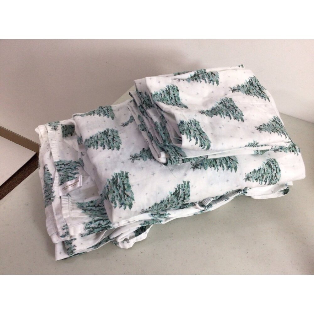 The Farmhouse Rachel Ashwell Double Sheet Set Green Pine Trees